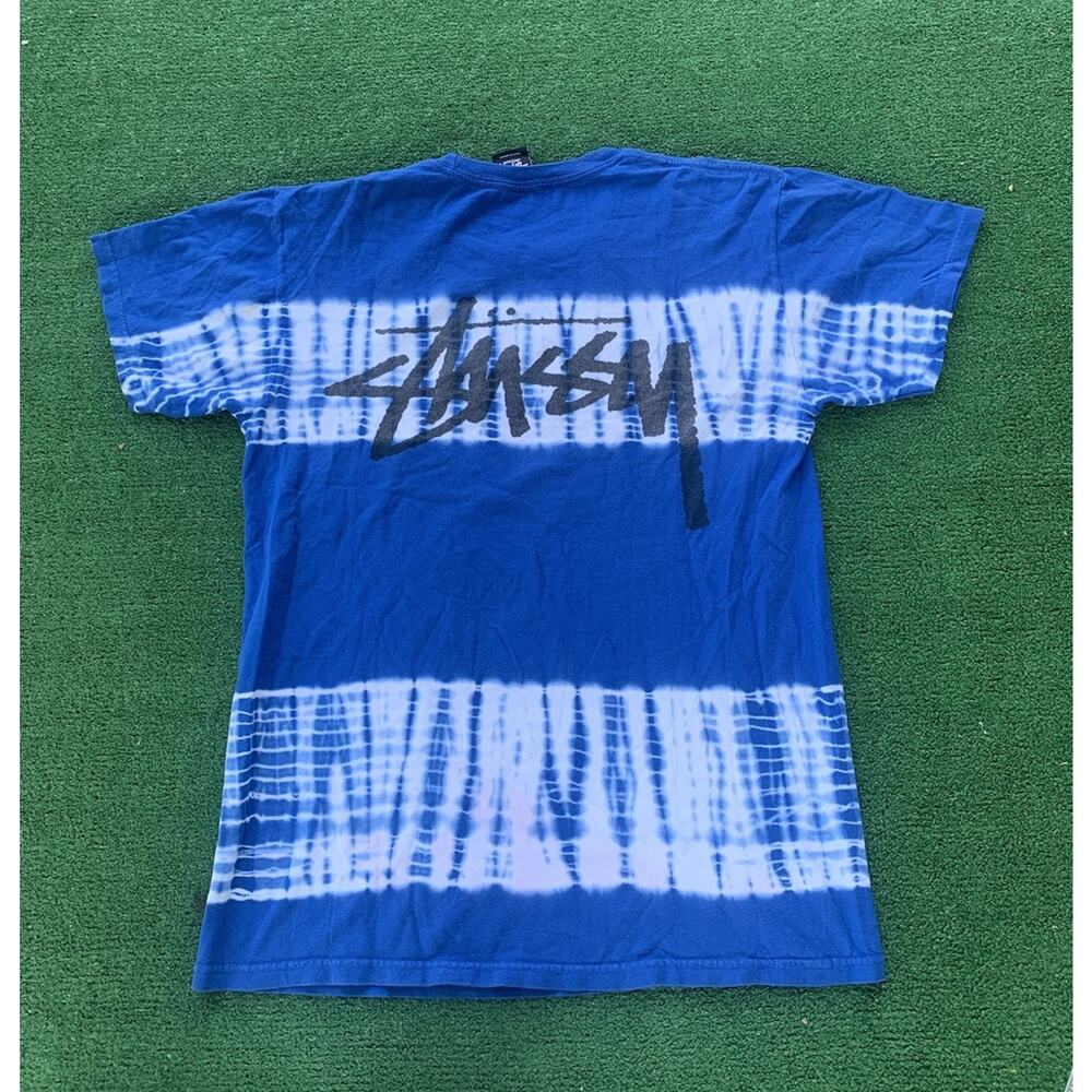 Stussy T Shirt Medium Blue Tie Dye Short Sleeve Logo Retro 90s Streetwear Spell